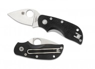 Spyderco Chicago Folding Knife Leaf Plain Edge Blade LinerLock Black G10 Handle