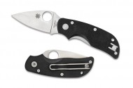 Spyderco CAT Folding Knife Leaf Plain Edge Blade LinerLock Black G10 Handle