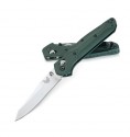 Benchmade Osborne Folding Knife Plain Edge Satin Blade Green Anodized Aluminum Handle