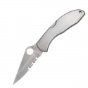 Spyderco Delica 4 ComboEdge Folding Knife VG10 Satin Steel Blade Stainless Steel Handle